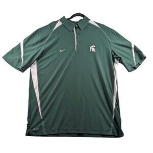 Nike Dri-Fit Elite Michigan Spartans Polo Shirt Men's Size XL Green/White
